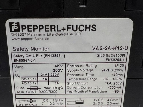 Monitor de seguridad PEPPERL+FUCHS VAS-2A-K12-U - Imagen 2 de 6