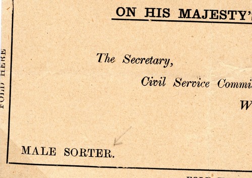 GB Cover Historic GPO *MALE SORTER* Application Official London 1902 10.5 - Picture 3 of 12
