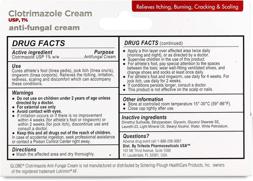 (5 Pack) Globe Clotrimazole Antifungal Cream 1% (1 Oz) Relieves the Itching, Bur - Picture 6 of 12