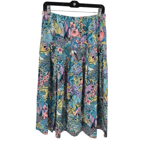 Folio by Fire Islander Damen Vintage 14 Pastell Rosa Blau Tropisch Blumen Rock - Bild 1 von 7