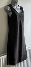 TU.CHUZY. little black dress. linen mix fully lined bead & sequin pattern size12
