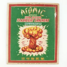 Atomic Mushroom Cloud Firecracker Label 1940s Flashlight Cracker 20s Decal C2412
