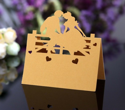Segnaposto nome tavolo festa matrimonio amanti sposi taglio laser 3D 50/100 - Foto 11 di 14