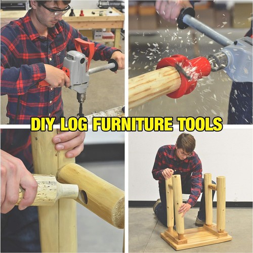Premium DIY Log Furniture Kit - 1", 1-1/2" & 2" Tenon Cutters - Made in USA - Imagen 8 de 8
