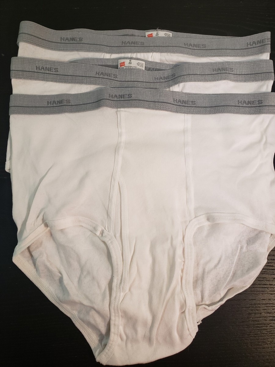 Hanes Mens Size 42 (XL) Vintage White Briefs underwear 3 Pack