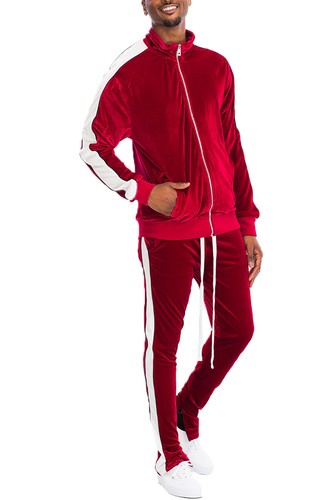 Juego de camisa y pantalones de pista informales de terciopelo informal salón a rayas - Imagen 30 de 33