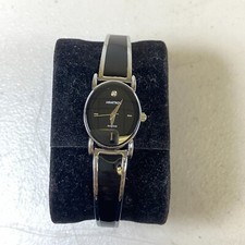 Armitron Women’s 75/5423SV Diamond Accented Dial Silver And Black Bangle Watch