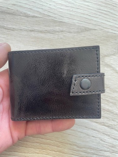Brown leather wallet handmade 5 compartments for credit cards and one for coins. - Bild 4 von 20