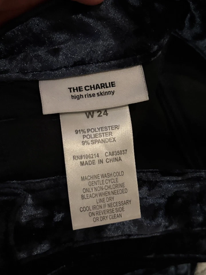 Pantalones de mezclilla Joe's The Charlie tiro alto ajustados de terciopelo azul marino para mujer talla W24 Foto 3 de 4