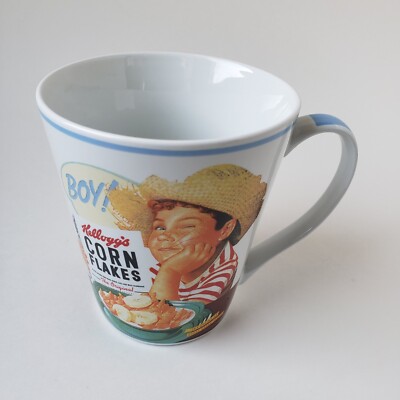 Vintage Kellogg's cereal coffee cup mug Corn Flakes Blue 2005