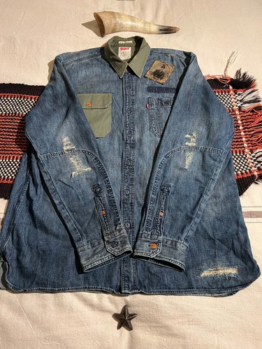 Levis US Army Shirt M Denim Military LVC-ish RRL-ish Vintage 2014 Distress LNWOT - Picture 12 of 24