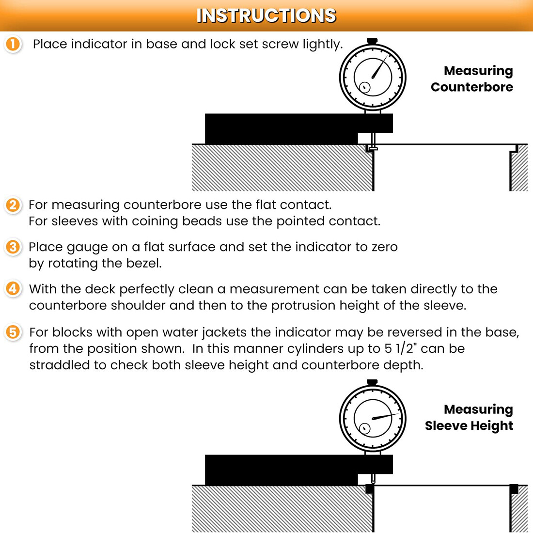 for Central Tools 6434 Dial Indicator Cylinder Sleeve Height