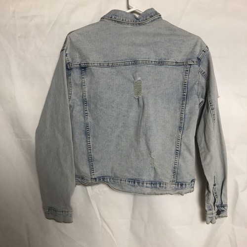 Distressed Andree By Unit Light Blue Denim Cropped Jacket S - Picture 3 of 3