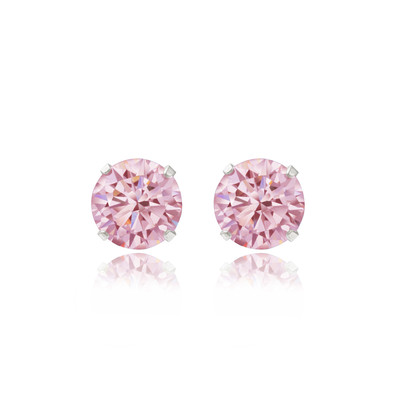 Sterling Silber 5mm Rosa Zirkonia CZ Andralok Ohrstecker / Geschenkbox 