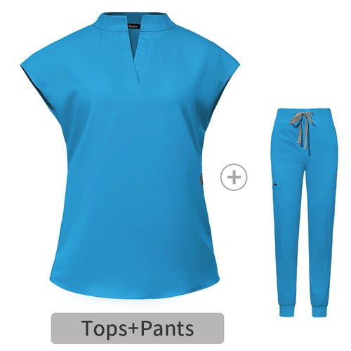 Stretch Medical Nurse Workware Women Scrub Set Mandarin Collar Yoga Jogger Pant - Bild 24 von 27