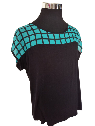 Pullover tejido Carol Rose Top para mujer talla grande manga corta negro verde azulado - Imagen 16 de 17