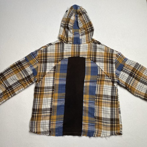 POL Anthropologie Hoodie Women's Large Mixed Plaid Raw Hem Long Sleeve Boho Y2K - Picture 2 of 10