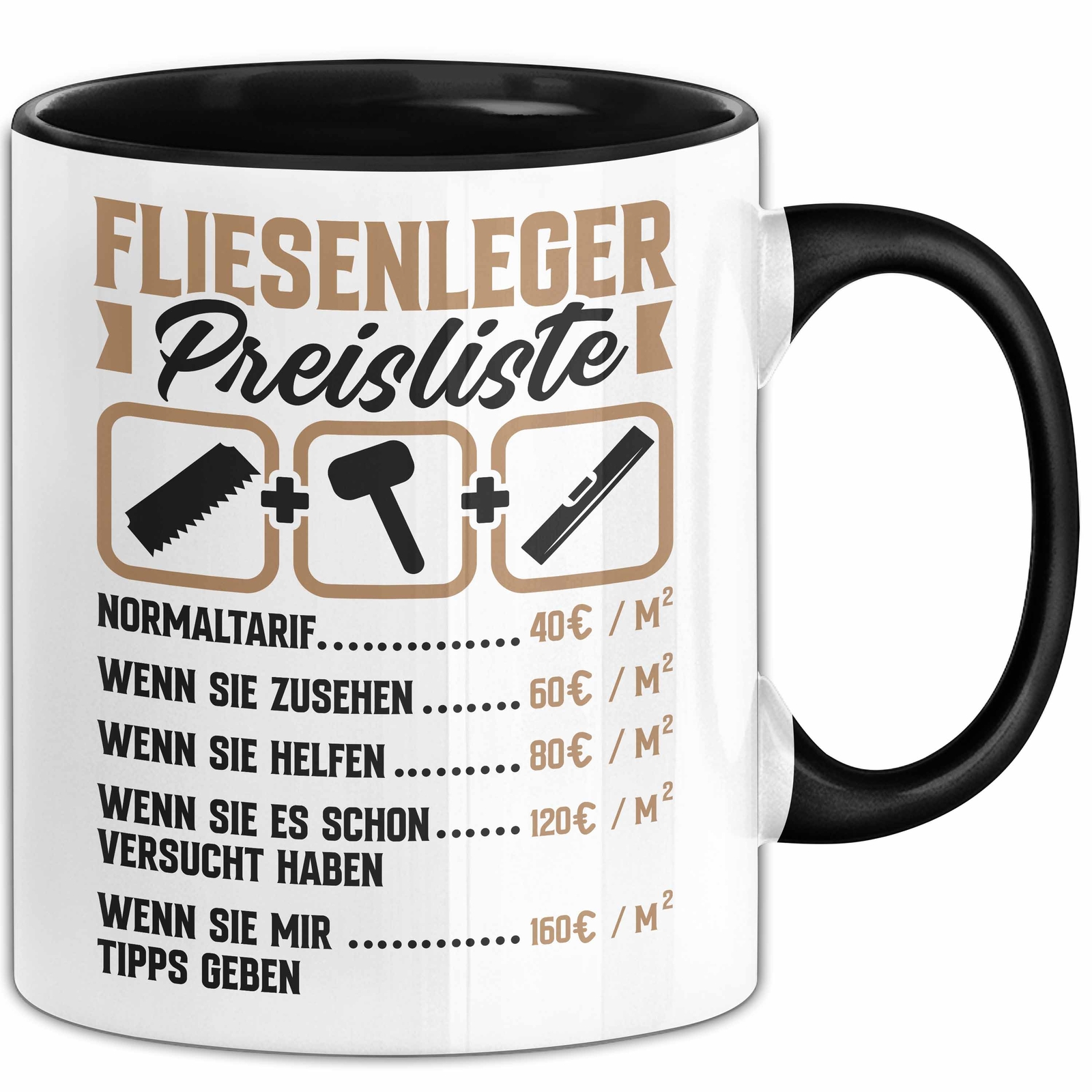 Fliesenleger Tasse Geschenk Lustiger Spruch Preisliste Kaffee-Becher