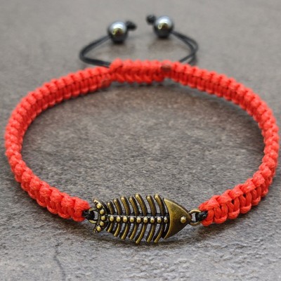Men's Red String Rope Braided Cuff Bracelet Charm Knot Wristband Nautical Surfer