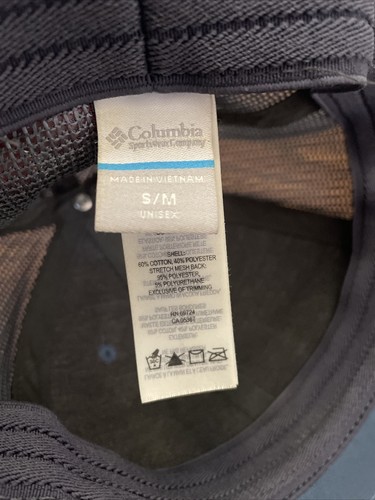 COLUMBIA size S/M Mesh Trucker Hat Mountain Logo Patch Blue Gray FlexFit Faded - Picture 7 of 9