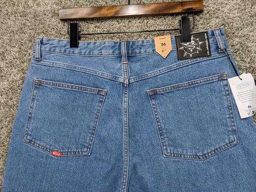Quiksilver Saturn Baggy Men's Retro Blue Jean Denim Shorts Size 36 - Picture 10 of 15