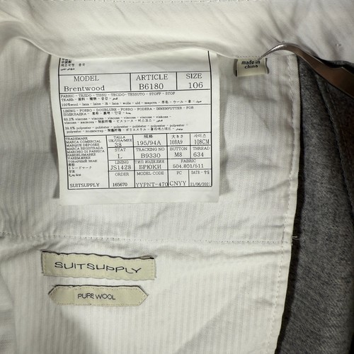 SuitSupply Brentwood Pants Men Size US 38 Gray Vital Barberice Canonico Wool EUC - Picture 8 of 13