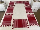 Set Of 7 Christmas Placemats Red / White Stiffened Cotton Tassels 45 cm x 30 cm