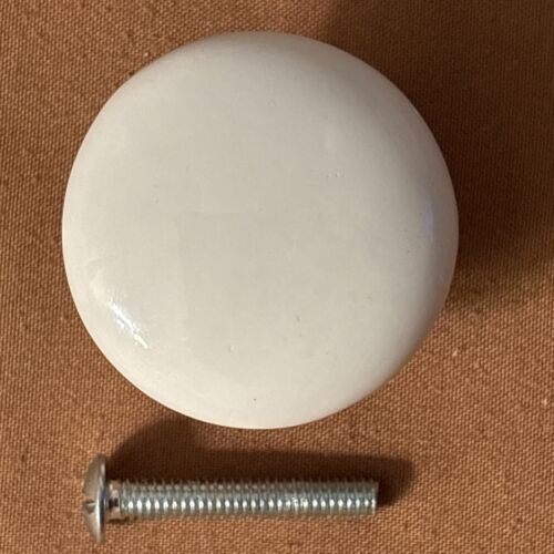 3 Salvaged White Porcelain Drawer Knobs Round Ceramic Pulls Cabinet w/Screws - Picture 17 of 19