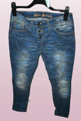 mega Jeans blau / animalprint von Blue Monkey Gr. 27/32