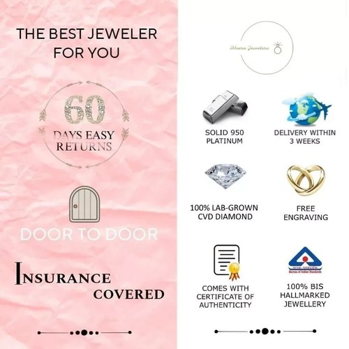 Two 0.28CT Round Cut Lab-Grown Diamond & 950 Platinum Engagement Minimalist Band - Picture 4 of 5