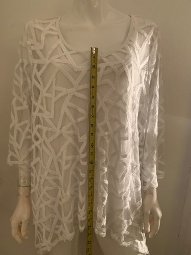 VIP❤️Knits women summer blouse white lace 3/4 sleeve scoop neck size22/24 Nice! - Bild 6 von 10