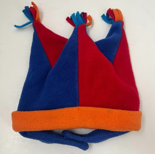 Vtg Old Navy Toddler Winter Hat Jester Tassel Blue Red Orange Color Block 2-4T - Picture 3 of 4