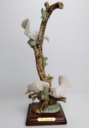 Vintage G. Armani Capodimonte Three Doves in Tree Sculpture Italy 1970s - Picture 18 of 20