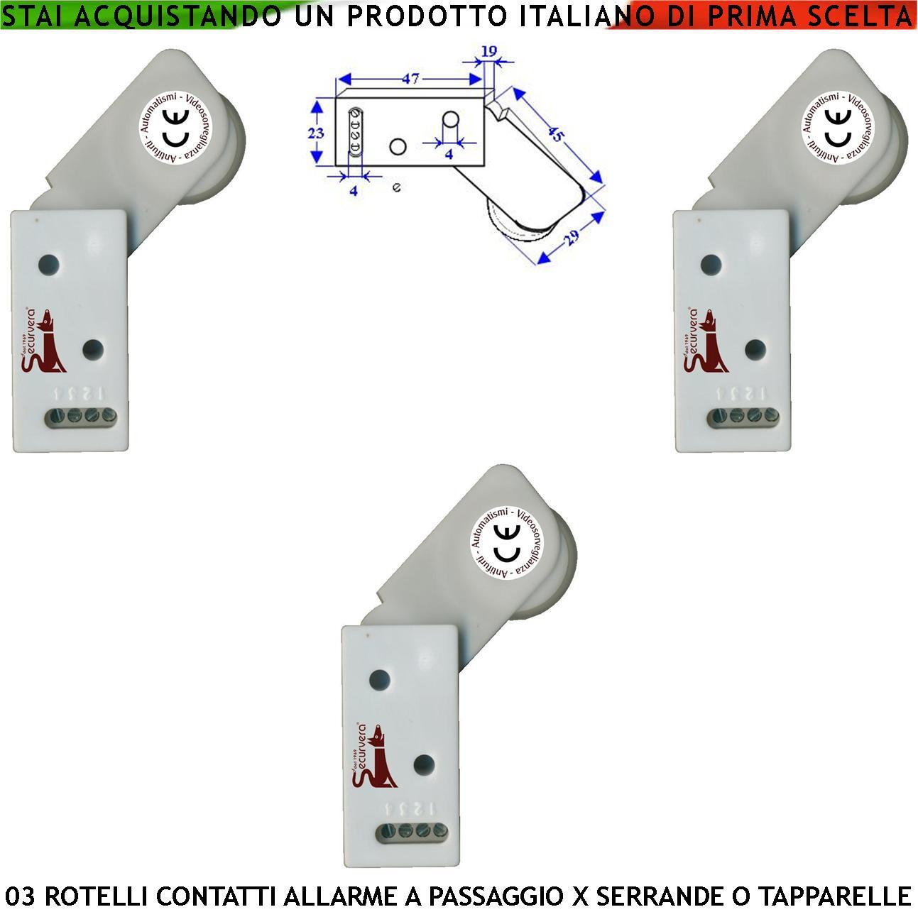 Sensore Allarme Tapparelle Rotello Bianco Anti-Sollevamento 3 Contatti
