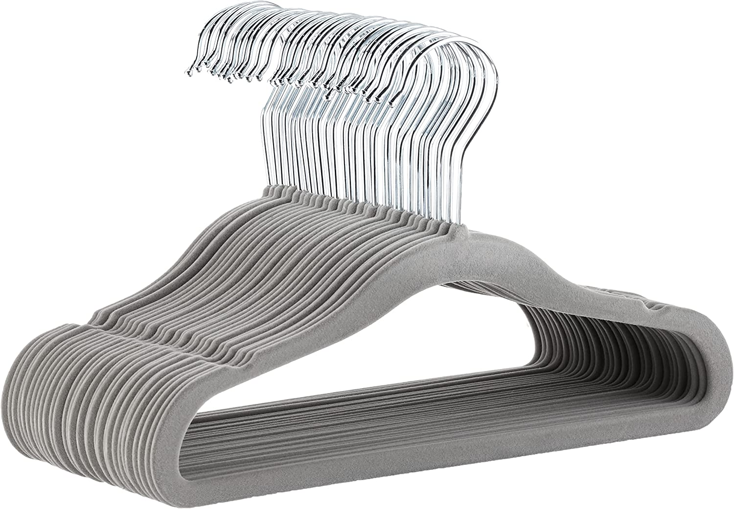 30-Pack Kids Non-Slip Velvet Hangers 11.6 Inch Gray Closet Organizers