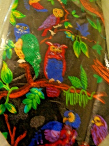 Addiction Multi-Color Owls & Other Birds Green Leaves 100% Silk Classic Neck Tie - Picture 8 of 12