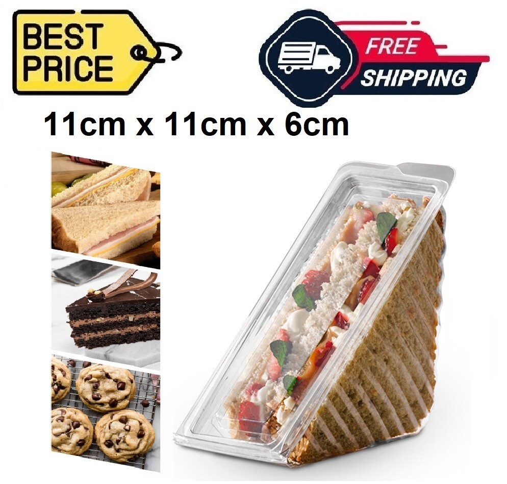 100 Sándwiches de Relleno Profundo Almuerzo Fiesta Cuña Caja Tapa con Bisagras (11 x 11 x 6 cm)