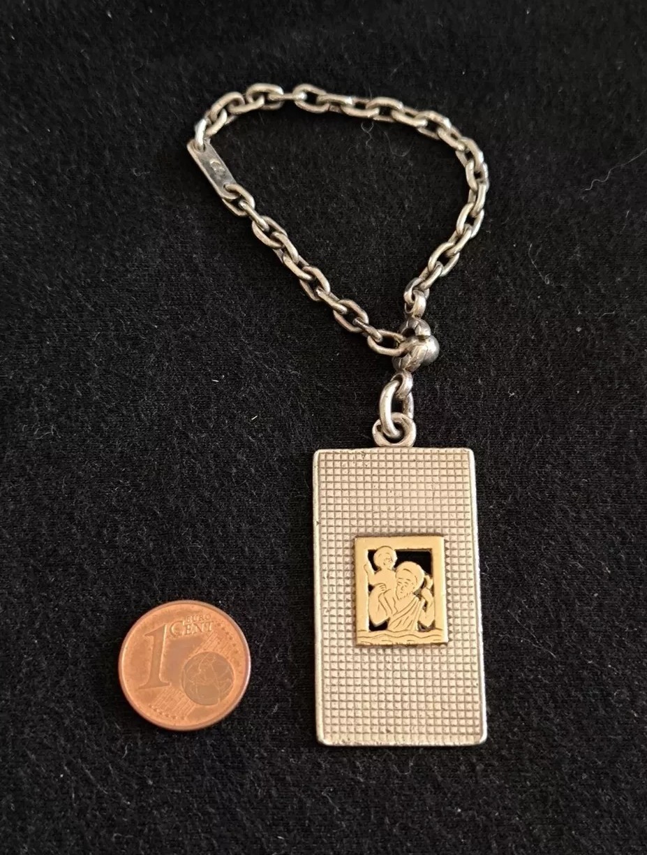 Schlüsselanhänger Christophorus 800 Silber Taschenkrebs franz Punzen RARITÄT