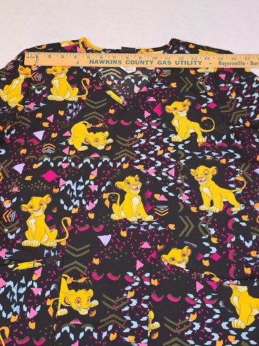 Disney Simba Size S LION KING Colorful Medical Scrub Women's Top EUC - Picture 4 of 8