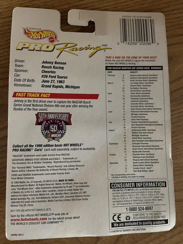 Ford Taurus Dick Trickle 1998 #90 primera edición Hot Wheels Pro Racing de colección Foto 2 de 2