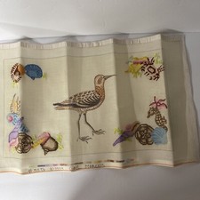 Vtg. Handpainted Gail Marcus Needlepoint Canvas Beach Scene 1979 Partially Comp.