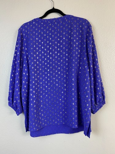 Blusa Olivia & Martin Púrpura Top Mujer Talla Grande 2X Dorada Textura Campesina Boho - Imagen 2 de 15