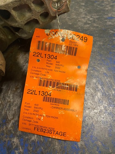 2022 FORD MAVERICK XLT 2.0 REAR CARRIER DIFFERENTIAL 3.63 RATIO W/TOW PACKAGE - Picture 8 of 8