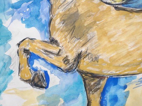 Gemälde Mischtechnik Aquarell Pferd Trab Art de Chirico - Picture 8 of 12