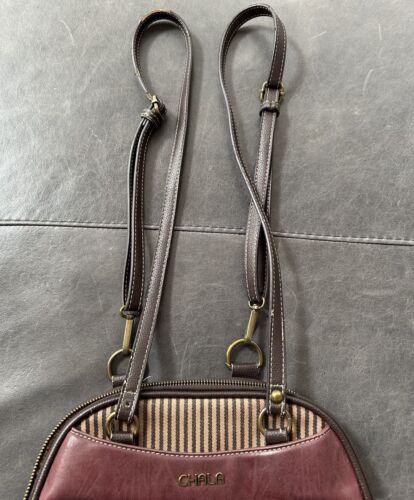 NEW CHALA BURGUNDY DOG PAWPRINT CONVERTIBLE BACKPACK PURSE FAUX LEATHER FLAWS - Picture 3 of 16