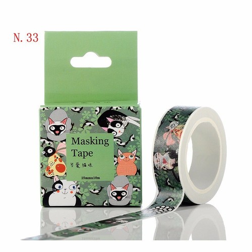10m Roll DIY Cartoon Washi Tape Sticker Decor Paper Masking Self Adhesive Crafts - Picture 44 of 69