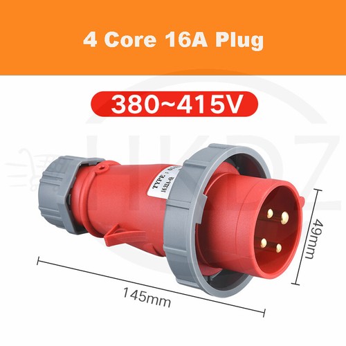 Blue Red Industrial Plug and Sockets IP67 Camping Caravan Lead 220V-415V 16A/32A - Picture 17 of 57