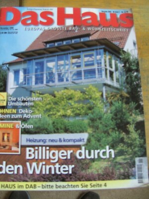 Zeitschrift Das Haus - Zeitschrift für Bauen Wohnen Lebensstil - November 1998