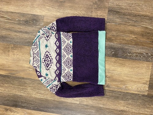 GIRL'S SPYDER PURPLE AND TEAL QUARTER BUTTON FLEECE TOP Size Medium 7/8 - Picture 4 of 4