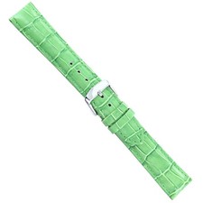 18mm deBeer Baby Crocodile Grain Green Padded Stitched Watch Band Strap